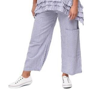 NEW TULIP CLOTHING roxanne pant in peri white stripe